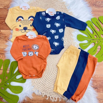  Kit 6 Peças - Best Friends - Mostarda, Marinho e Ferrugem